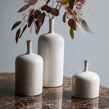 Nagao Contemporary Set of 3 White Vases