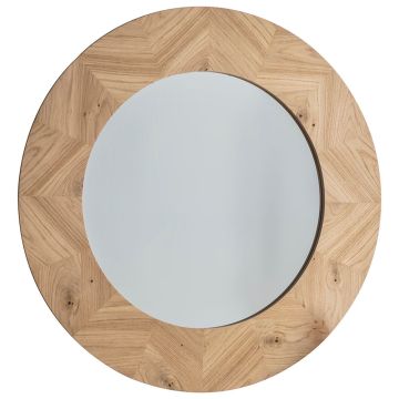 Papeete Large Round Oak Mirror