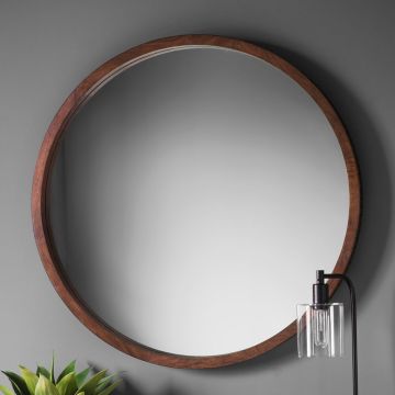 Burnsall Round Mango Wood Mirror - Brown