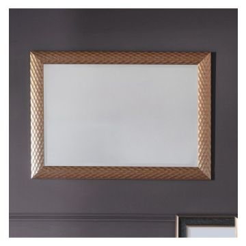 Waffle Rectangular Mirror with Gold Frame - Large