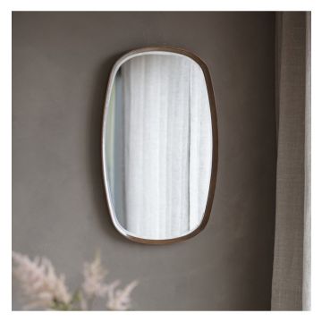 Hanstone Mirror with Wooden Frame - Walnut