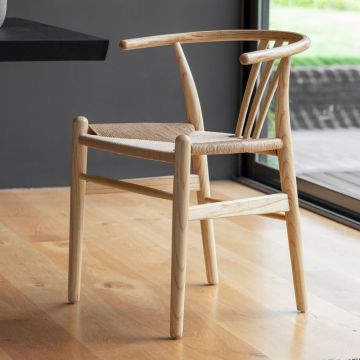 Natural Wishbone Style Dining Chair Set of 2