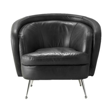 Chepstow Tub Chair in Black Leather