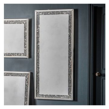 Long Katherine Rectangular Wall Mirror Silver Frame