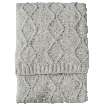 Aurelia Chenille Cable Knit Throw in Grey