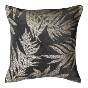 Campden Metallic Leaves Cushion in Grey