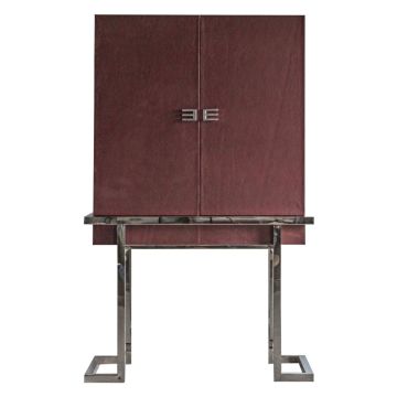 Deco Red Leather Cocktail Cabinet