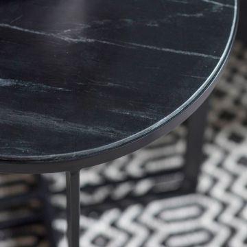 Talgarth Marble Side Table in Black