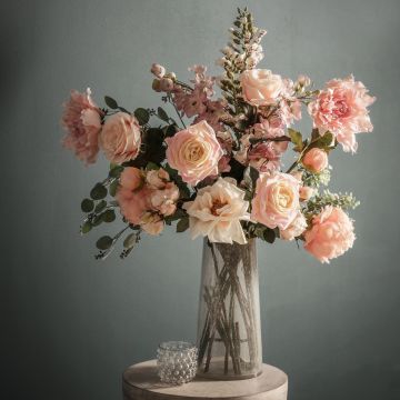 Rose Stem Ivory/Pink Set of 3 H.66cm