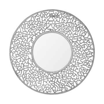 Caledonia Large Round Mirror in Silver