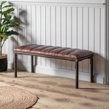 Newcombe Brown Leather Bench