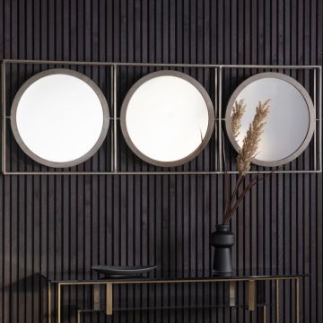 Studio Triple Round Wall Mirror in Zinc