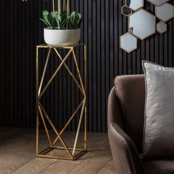 Sutton Column Side Table in Gold