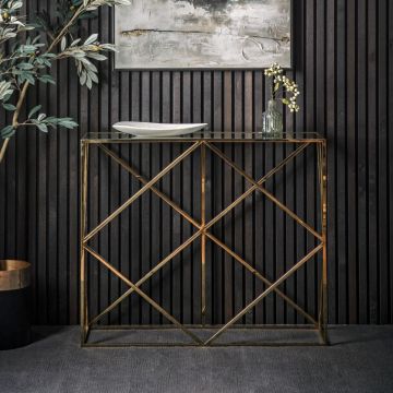Sutton Narrow Console Table in Gold