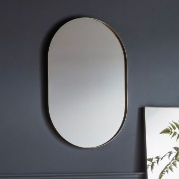 Albion Oval Wall Mirror in Silver