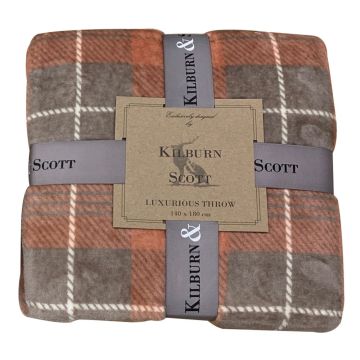 Esther Checked Fleece Throw in Blush & Taupe