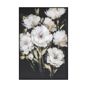 Framed White Peonies Canvas Painting
