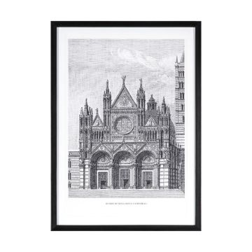 Framed Siena Cathedral Vintage Illustration