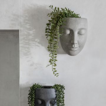 Face Outdoor Wall Planter in Grey