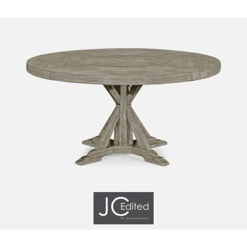 Small Round Dining Table Rustic on Bracket Base in Rustic Grey