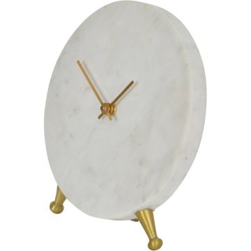Round Marble Mantle Clock White