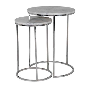 Lacey White Marble Nesting Tables