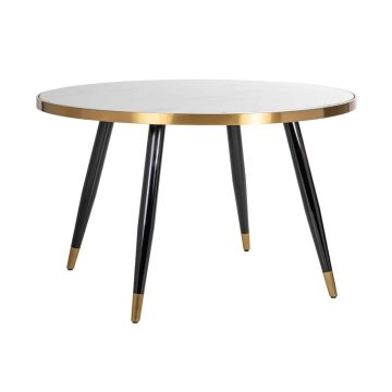 Delia White Marble Effect Dining Table