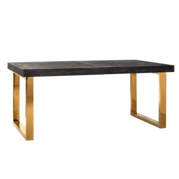 Blackbone Extendable Black Dining Table with Gold Legs