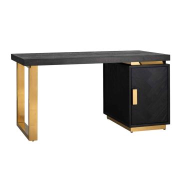 Blackbone Black Desk with Gold Leg