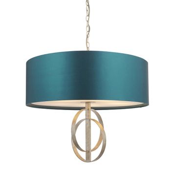 Vermont Large Silver Pendant Light in Teal