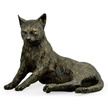 Cat Figurine in Dark Bronze