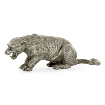 Panther Figurine in White Brass