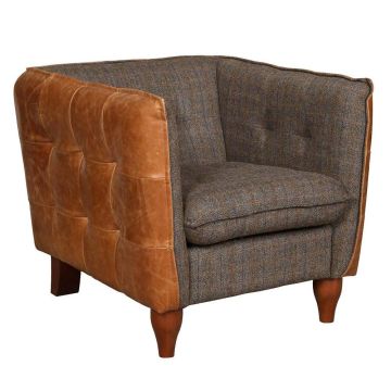 Brunswick Harris Tweed & Leather Armchair