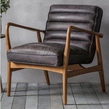Occasional Chair York in Black Leather