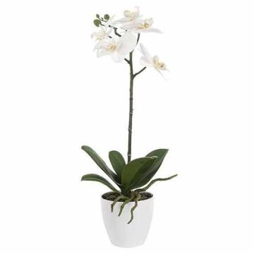 Artificial Phalaenopsis in Pot White Height 45cm