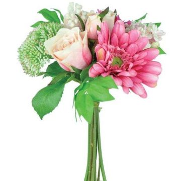 Artificial Rose & Gerbera Bouquet Pink Height 28cm