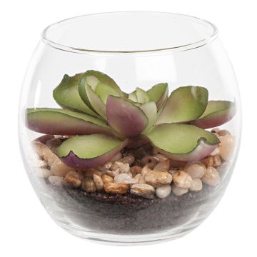 Artificial Succulents In Bubble Glass Height 7.5cm - A
