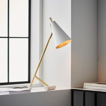 Lennox White & Brass Desk Lamp