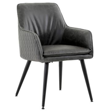 Pavilion Chic Dining Chair Oliver with Arms in PU Leather - Grey