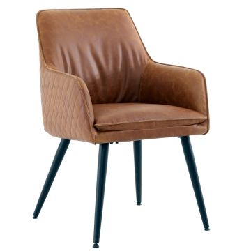 Pavilion Chic Dining Chair Oliver with Arms in PU Leather - Tan