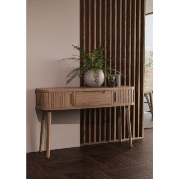 Tambour Wood Console Table with Storage