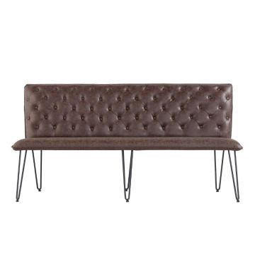 Reading 3 Seater Dining Bench with Hairpin Legs in Brown