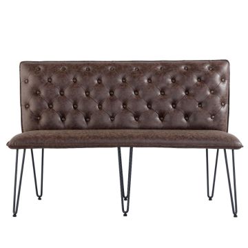 Reading 2 Seater Dining Bench with Hairpin Legs in Brown