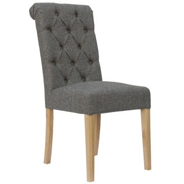 Ludlow Scroll Button Back Dining Chair in Dark Grey