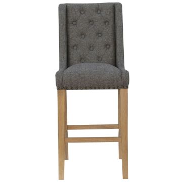 Exeter Button Back Bar Stool with Studs in Dark Grey