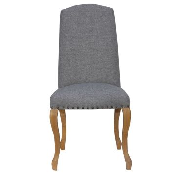 Warwick Light Grey Dining Chair with Carved Oak Legs