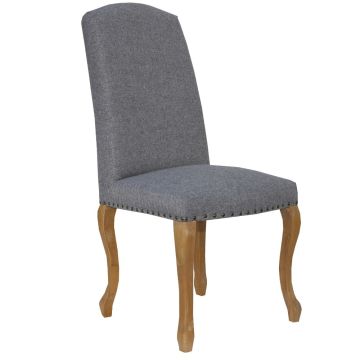 Warwick Light Grey Dining Chair with Carved Oak Legs