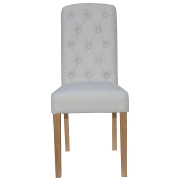Perth Button Back Upholstered Dining Chair in Natural