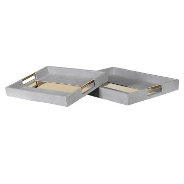 Faux Shagreen Trays Set of 2 Gold