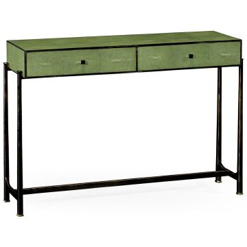 Console Table 1930s in Green Faux Shagreen